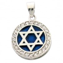 Star of David Blue Enamel Pendant